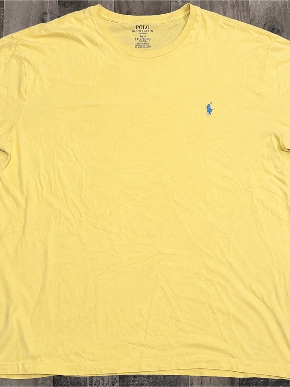 Polo by Ralph Lauren Men’s L Yellow Crew Neck T-Shirt with Blue Pony Adult Long